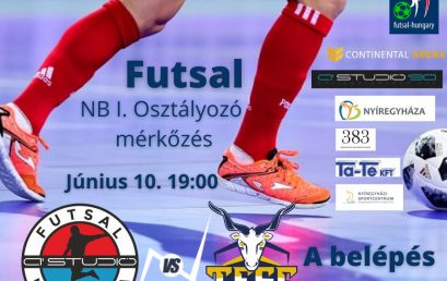 Osztályozó mérkőzést játszik az A’ Stúdió Futsal Nyíregyháza csapata az NB I-be kerülésért