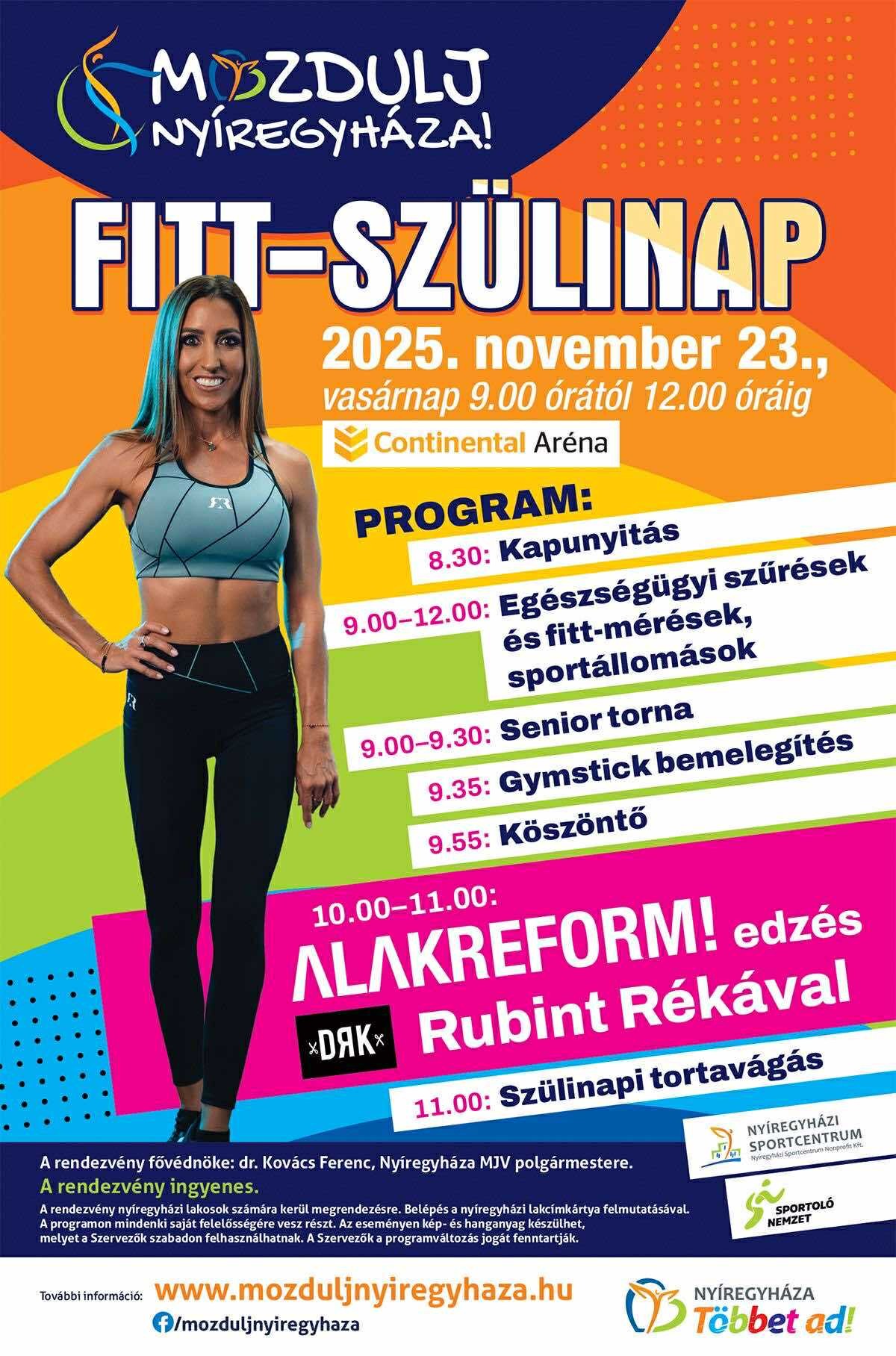 Vasárnap: Fitt-Szülinap a Mozdulj Nyíregyháza! programsorozat keretein belül