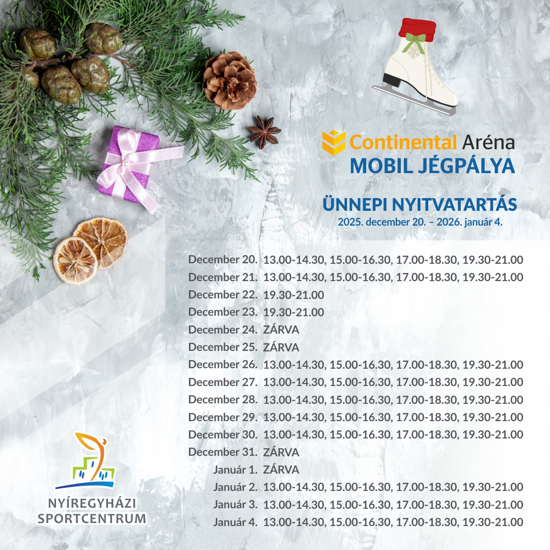 Ünnepi nyitvatartás a Continental Aréna mobil jégpályáján Ünnepi nyitvatartás a Continental Aréna mobil jégpályáján